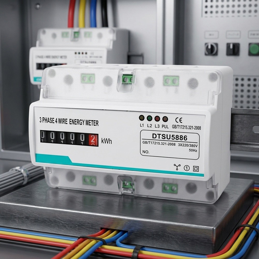 Energy Meter Bidirectional - มิเตอร์วัดพลังงานแบบติดราง 3 เฟส 4 สาย 100A