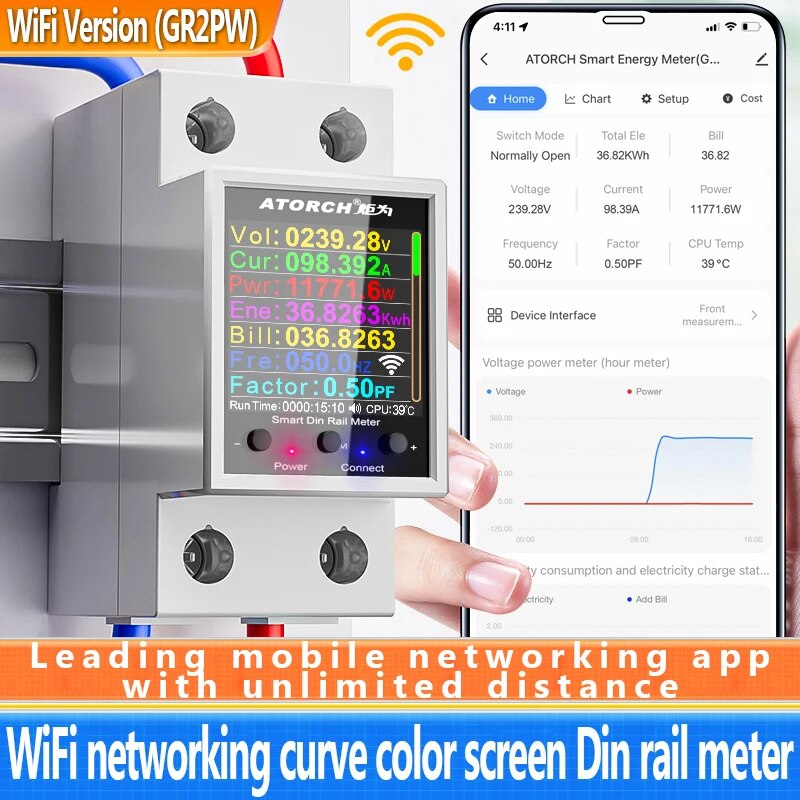 100A Tuya WiFi Din Rail Power  - Energy Meter Bidirectional บทวิจารณ์และราคา